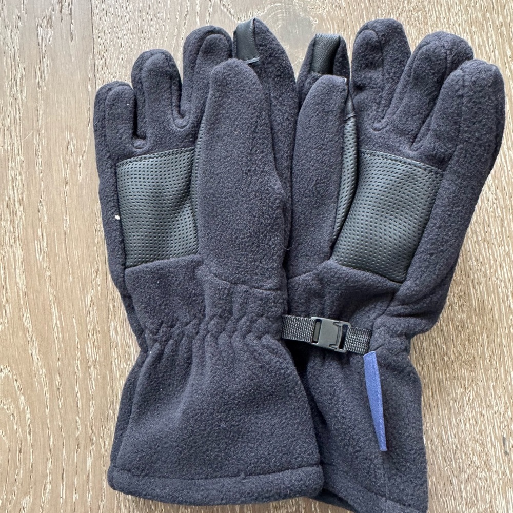 Lands End Black Fleece Winter Gloves with Grip Panel